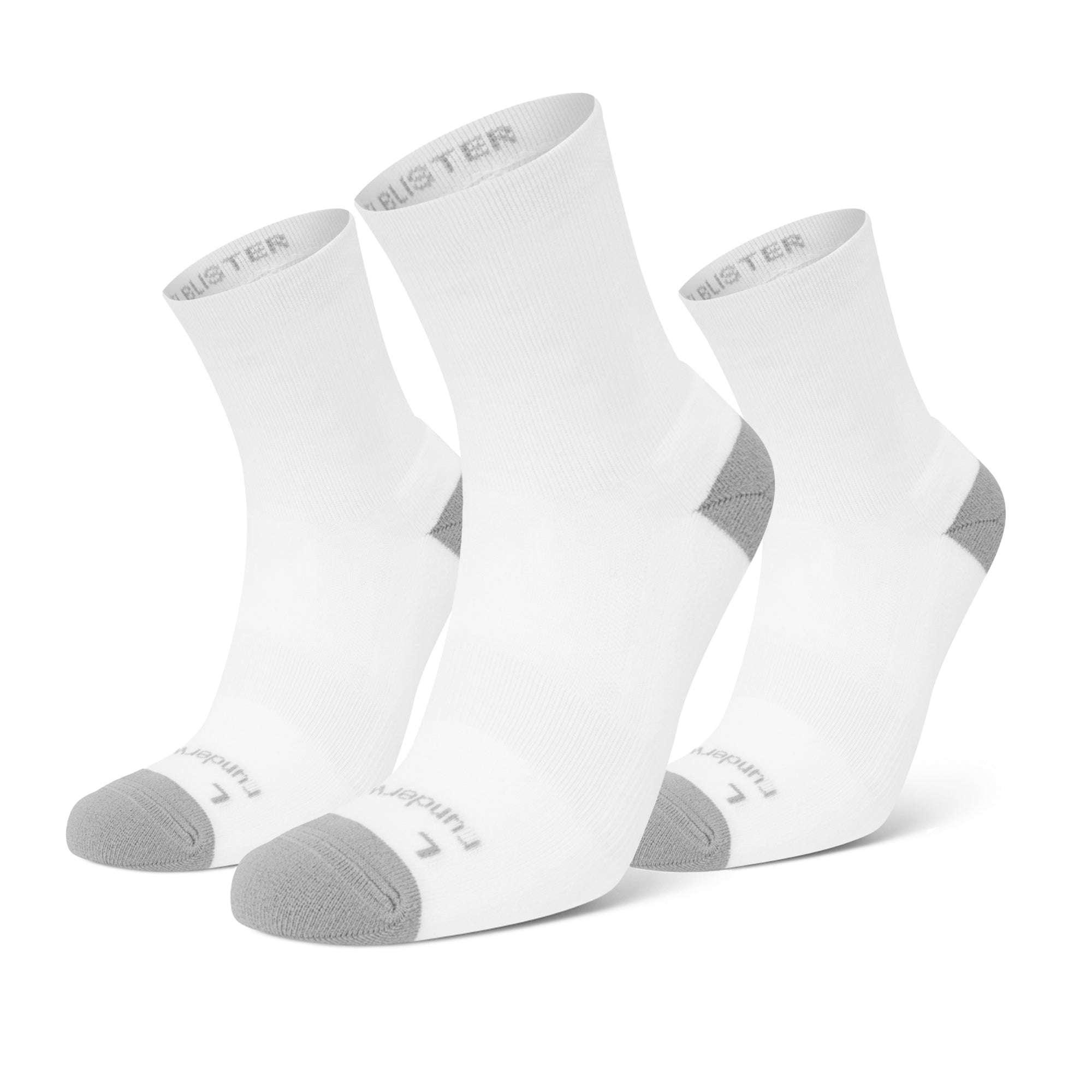 Anti Blister Mid Running Socks - White/Grey (Multibuy x3)