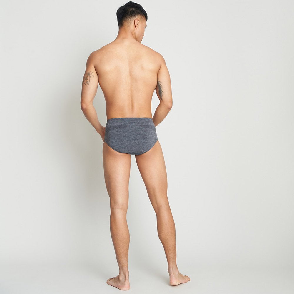 Men’s Merino Wool Running Briefs – Grey