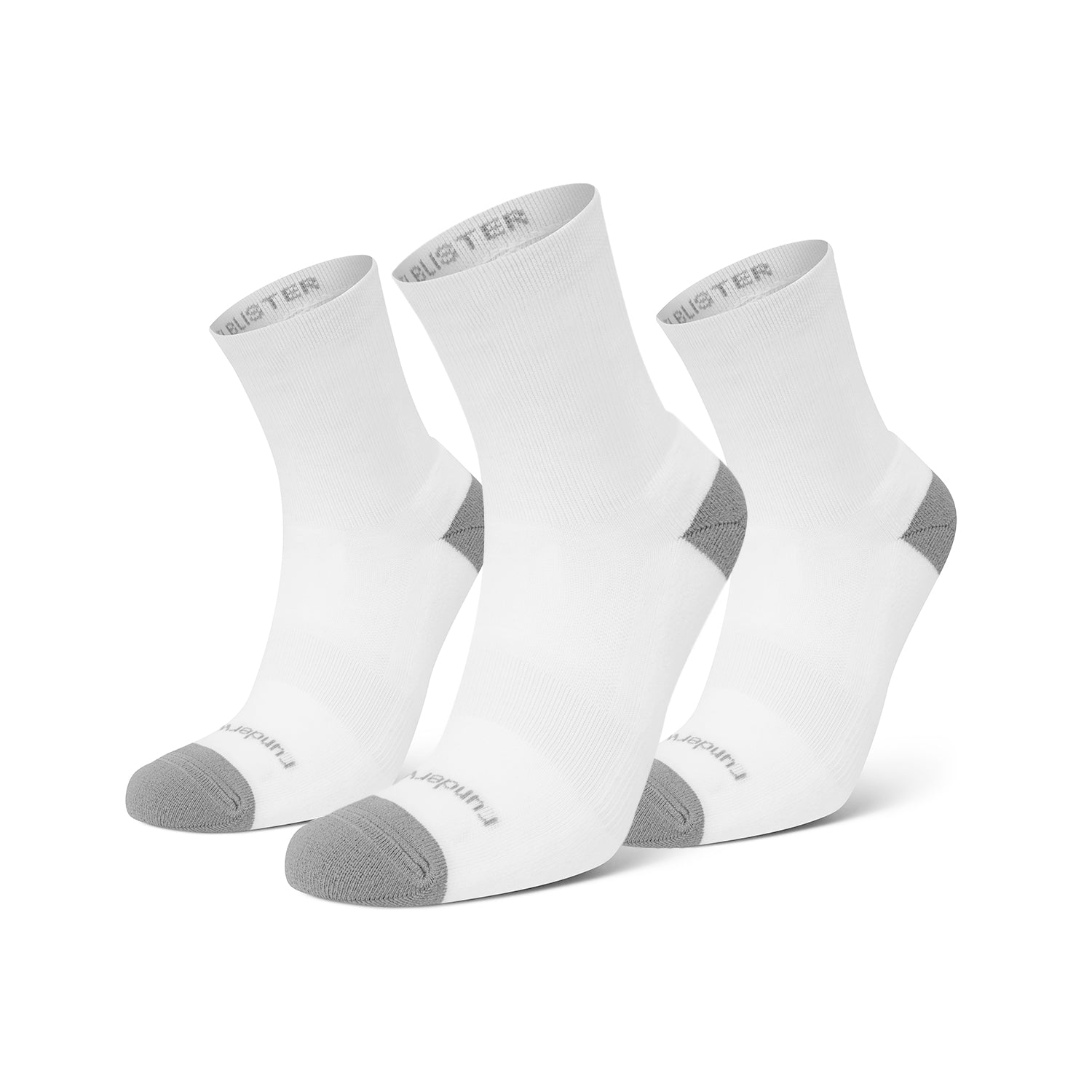 Anti Blister Mid Running Socks - White/Grey (Multibuy x3)