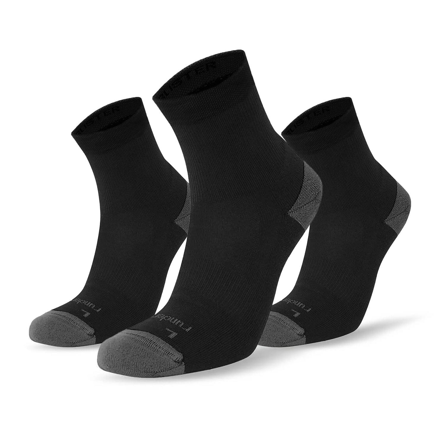 Anti Blister Running Socks - Black/Grey (Multibuy x3)