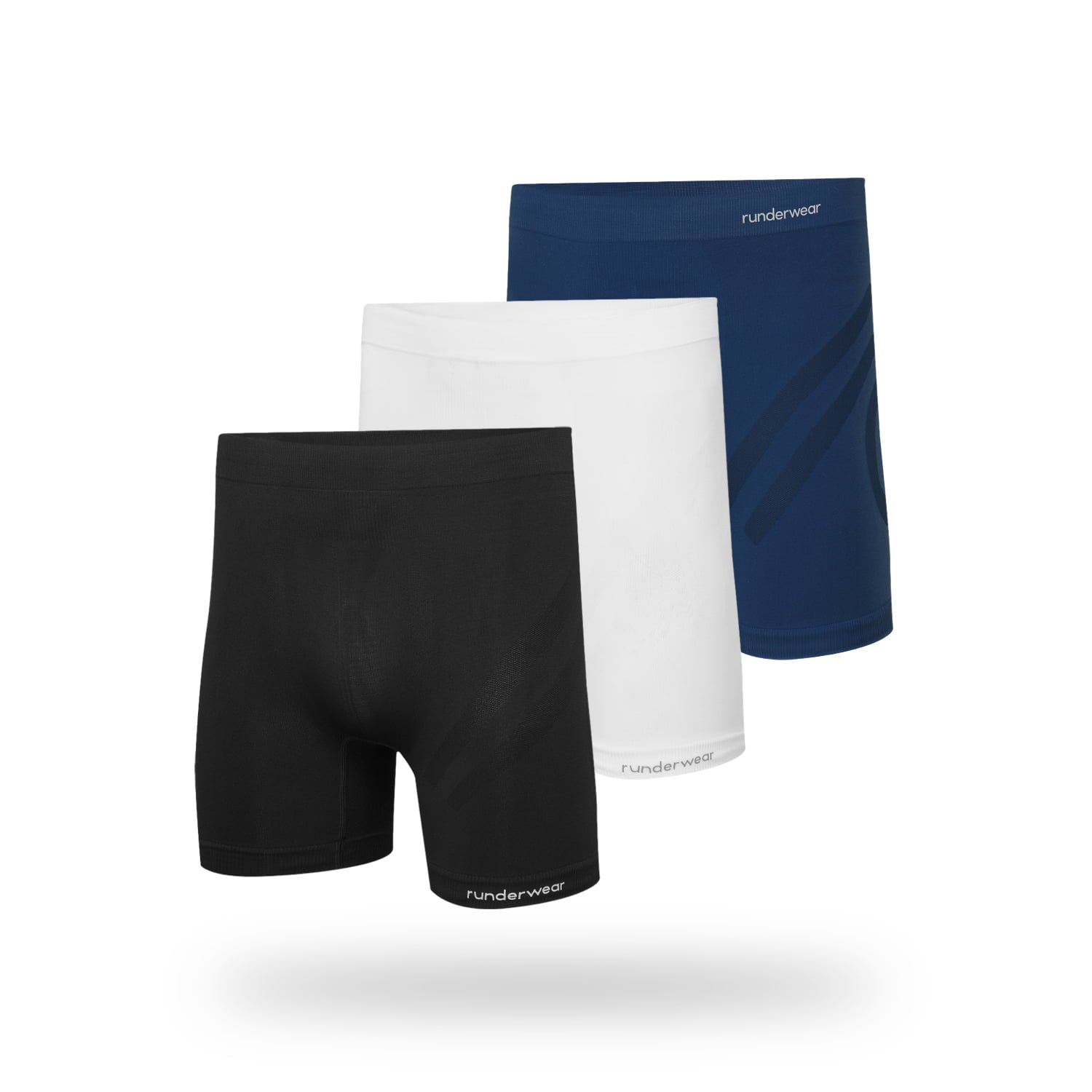 Men's Running Boxer Shorts - Black, White, Navy (3-Pack)