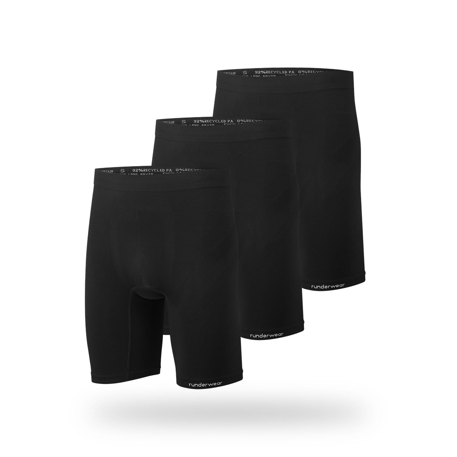 Men's Running Long Boxer - Black (Multibuy x3)