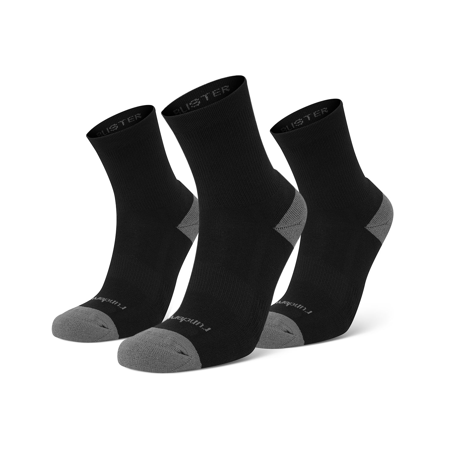 Anti Blister Running Socks Mid - Black/Grey (Multibuy x3)