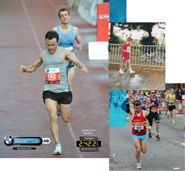 A collage of people running